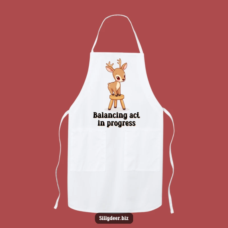 Funny Deer on Stool Apron: Cook Up Laughs in the Kitchen