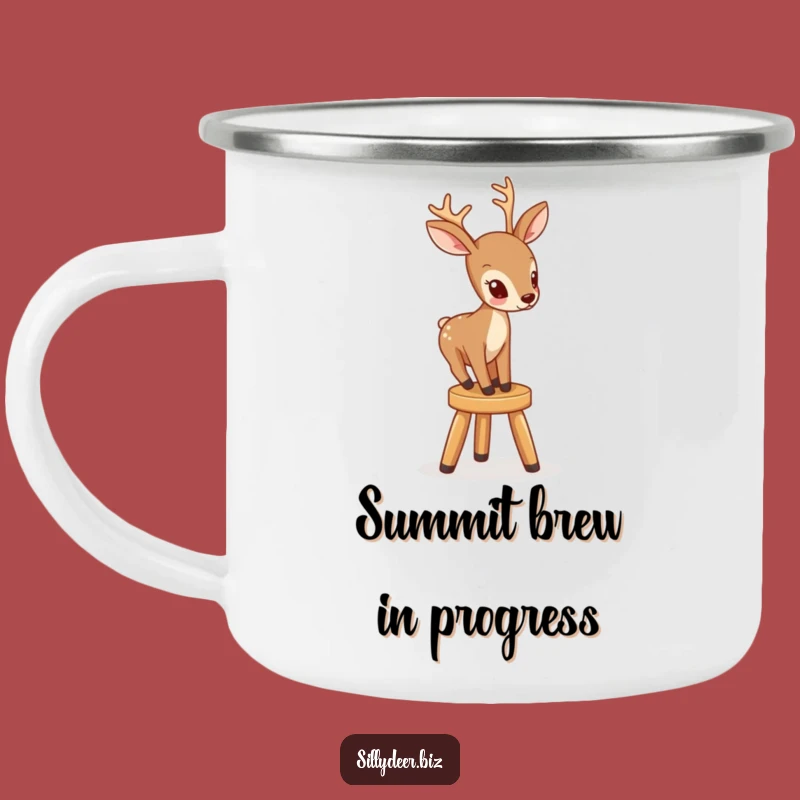 Funny Deer on Stool Camping Mug: Adventure Fuelled by Laughter