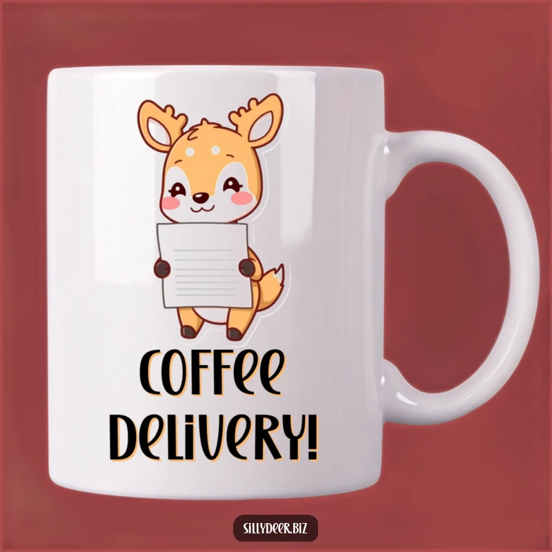 Funny Kawaii Deer Mug: Document Delivery Cheer, Cheerful Gift