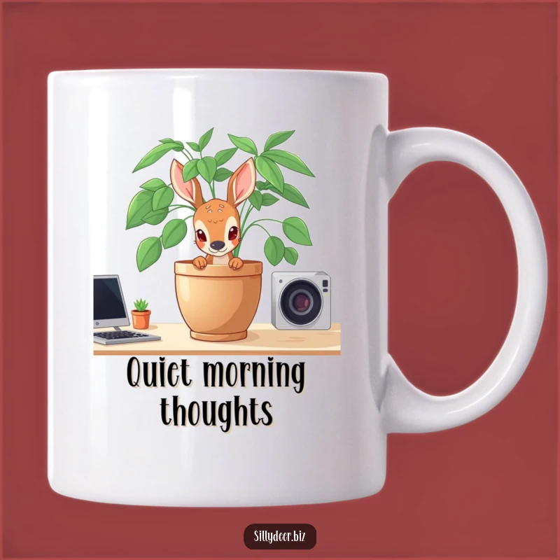 Funny Shy Deer Mug: Adorable Peeking Animal Drinkware for a Gentle Soul