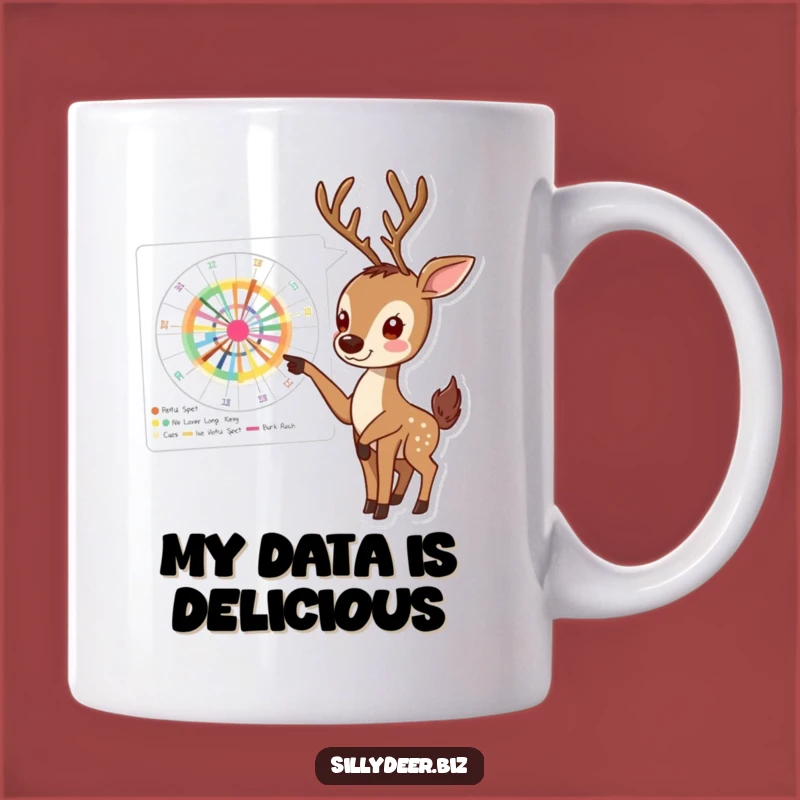 Funny Deer Chart Mug: Enthusiastic Pointer Drinkware for Data Enthusiasts