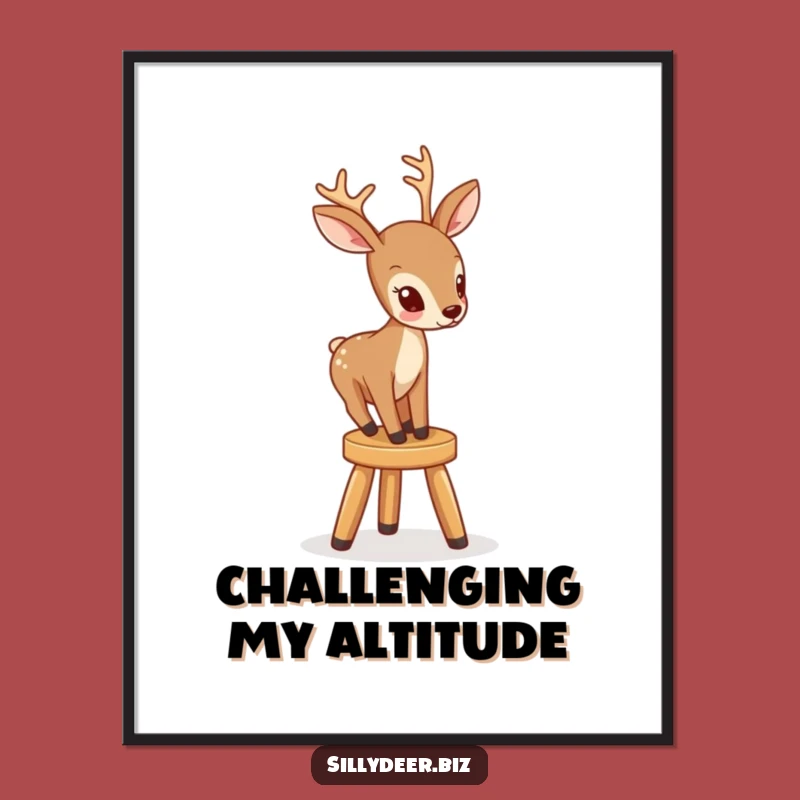 Funny Deer on Stool Digital Art: Instant Laugh for Your Walls