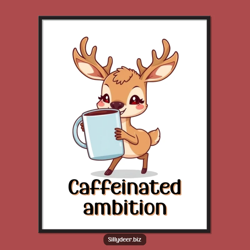Funny Deer Coffee Digital Print: Instant Motivation for Your Walls
