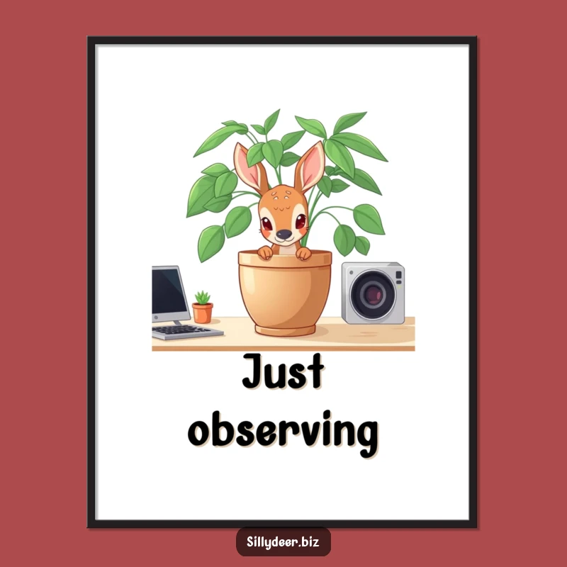 Funny Shy Deer Poster: Whimsical Wall Art for a Gentle Atmosphere