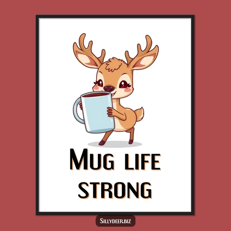 Funny Deer Coffee Poster: Motivational Wall Art for Your Morning Routine