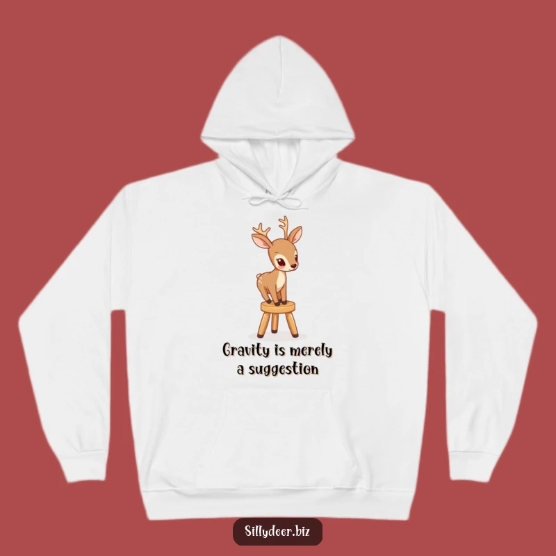 Funny Deer on Stool Hoodie: Cozy Up with This Hilarious Animal Design