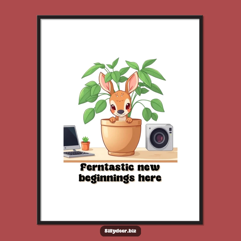 Free Printable Shy Deer Plant Wall Art: Whimsical Decor for a Cozy Space