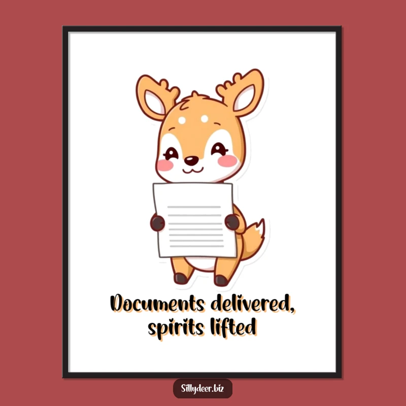 Free Printable Wall Art: Kawaii Deer's Cheerful Delivery! Downloadable Decor Gift