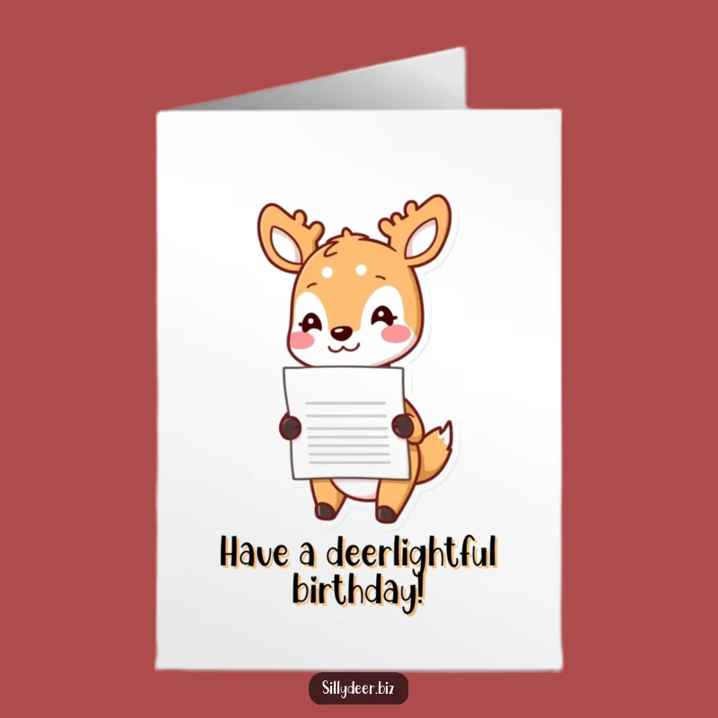 Free Printable Birthday Card: Kawaii Deer Delivers Joy! Downloadable Gift