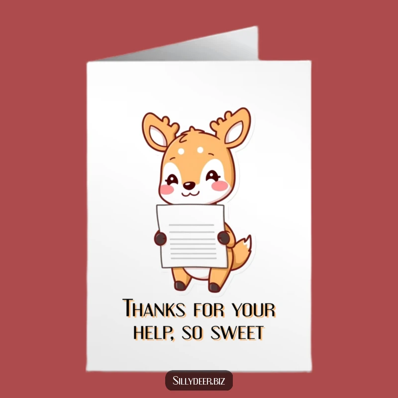 Free Printable Thank You Card: Kawaii Deer Delivers Gratitude! Downloadable Gift