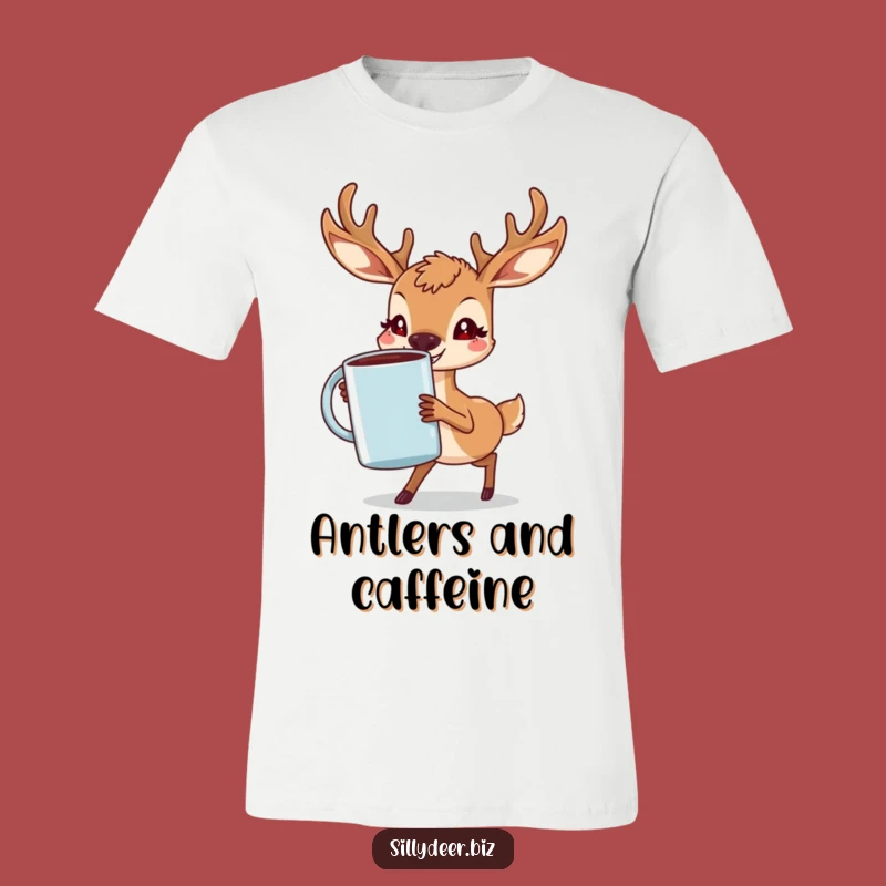 Funny Deer Coffee Struggle T-Shirt: Wearable Determination for Your Morning Brew
