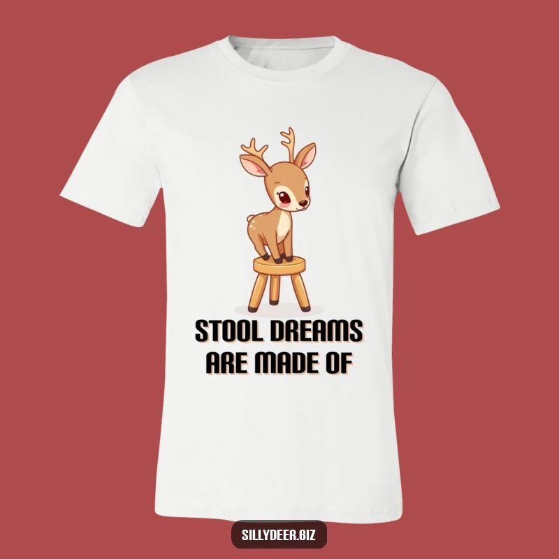 Funny Deer on Stool T-Shirt: Witty Animal Design, Perfect T-Shirt Gift