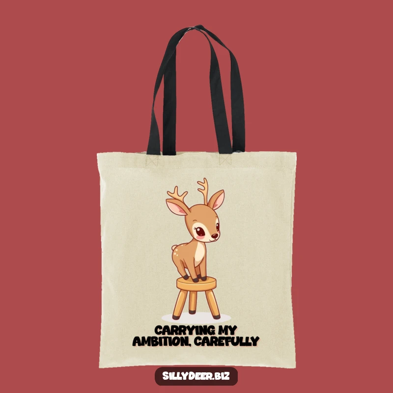 Funny Deer on Stool Tote Bag: Carry Your Laughs in Style